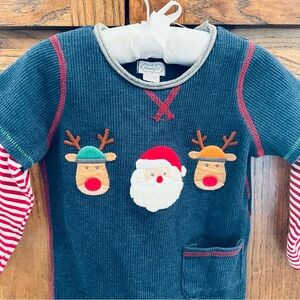 Mud Pie Boys Santa Reindeer Christmas 12-18 Months Romper